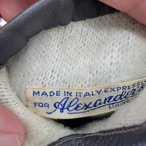 Vintage Gray Genuine Leather 100% Wool Lined Gloves by Alexanders Made In Italy - Picture 6 of 7